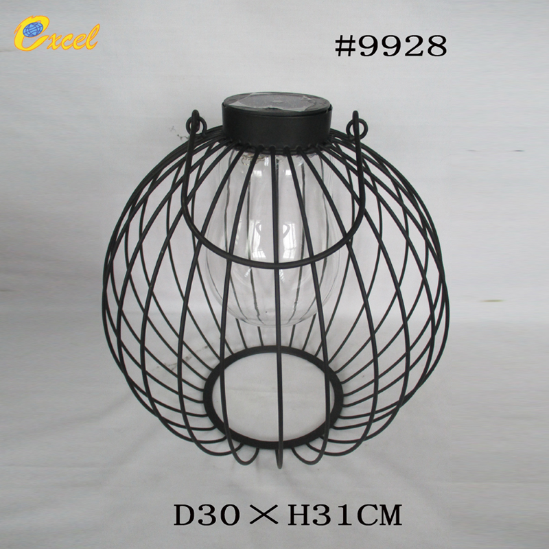 Iron lantern with solar led light