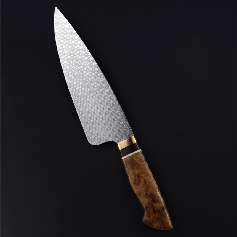 Damascus Chef Knife – 8 Inch Kitchen Knife Forged of High Carbon German Steel – Ergonomic Handle – Full Tang Razor Sharp Blade for Chopping, Cutting and Slicing