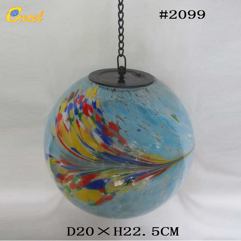 Glass gazing ball with solar led light