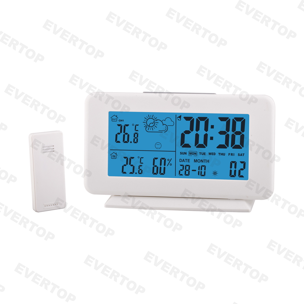 433mhz Rf Weather Station Clock With Blue Backlight Et877c