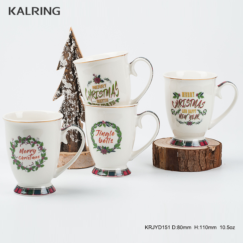 Ceramic mug and gift mug with golden decal for Christmas series