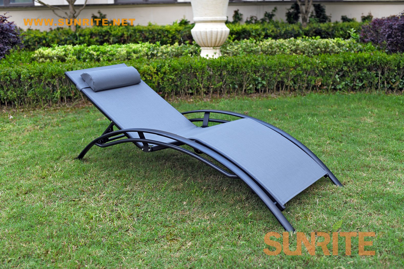 Crete patio aluminum sling curved sun lounge