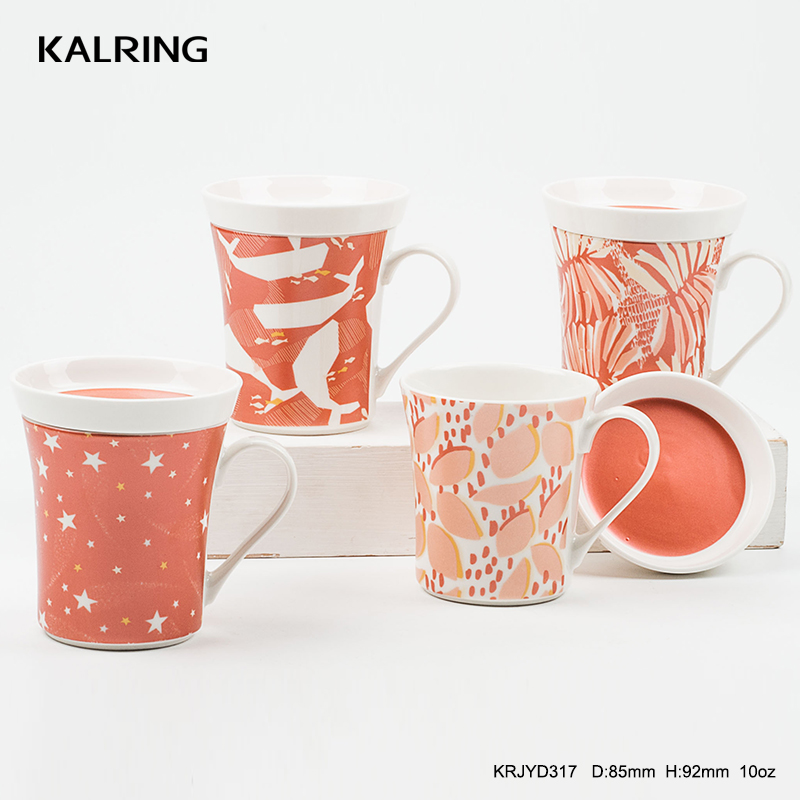 Porcelain mug and drinking mug with lid for daily life