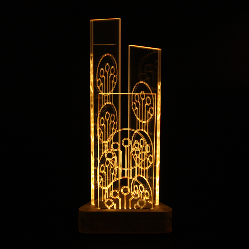 LED Skyscraper - Night Lamp, wood base