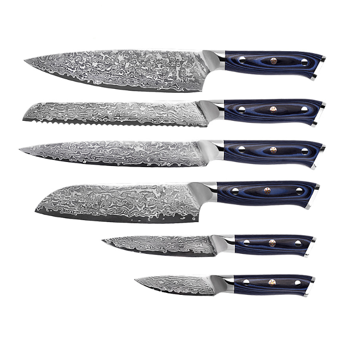 Wholesale damascus knife pakistan g10 handle damascus knife set