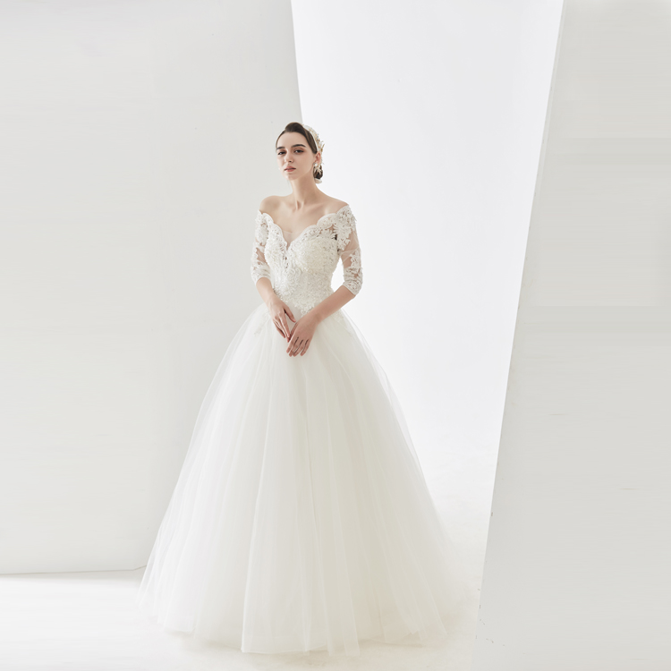Customized bridal gowns long sleeve mermaid wedding dress real photo
