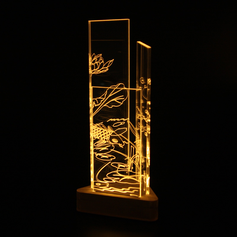 LED Skyscraper - Night Lamp, wood base