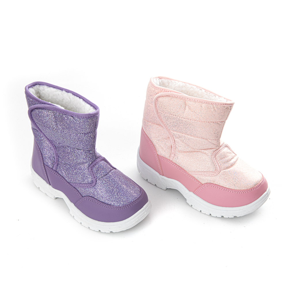 Flash pu upper Winter waterproof Outdoor girls snow boots