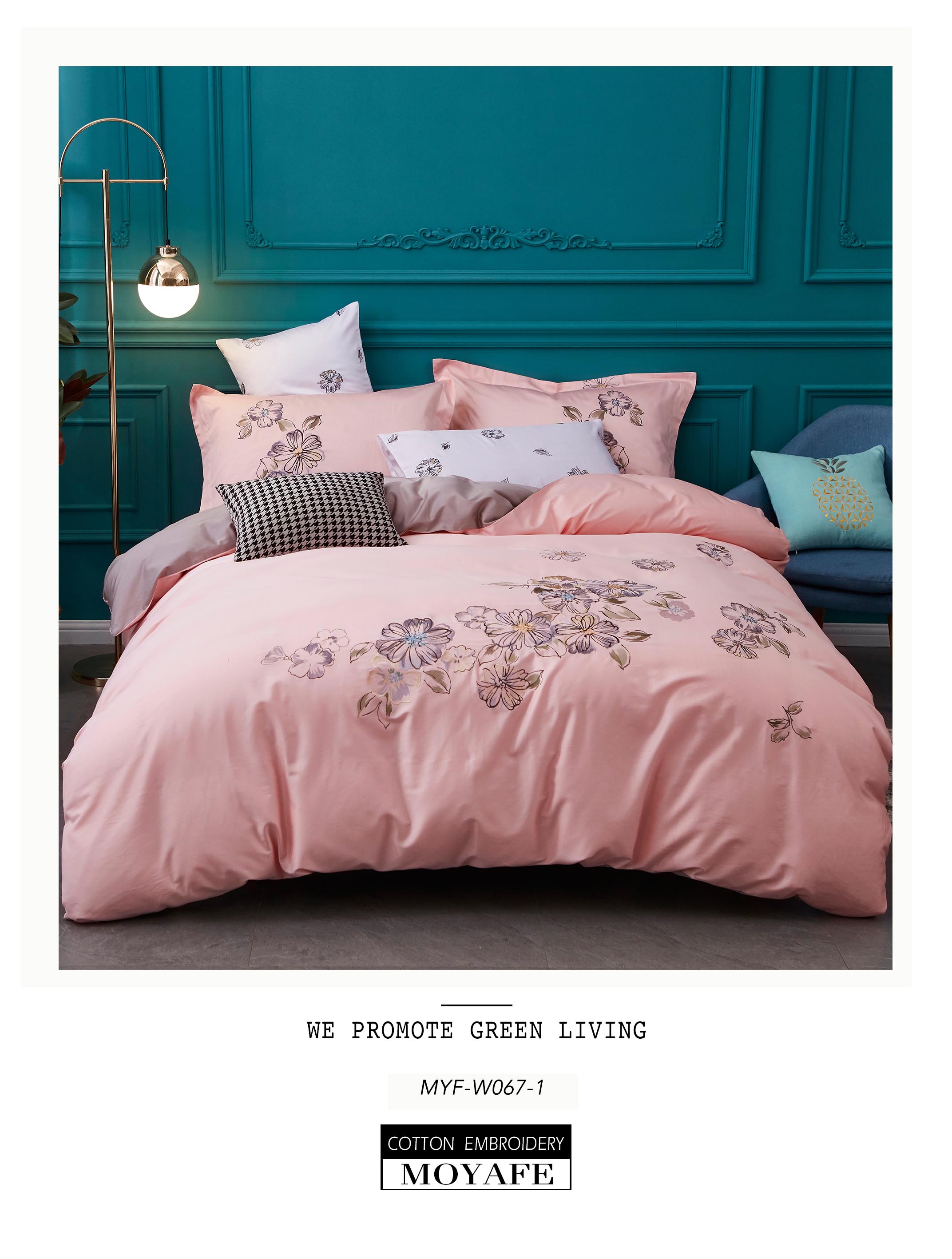 Pure cotton embroidery bedding duvet cover set