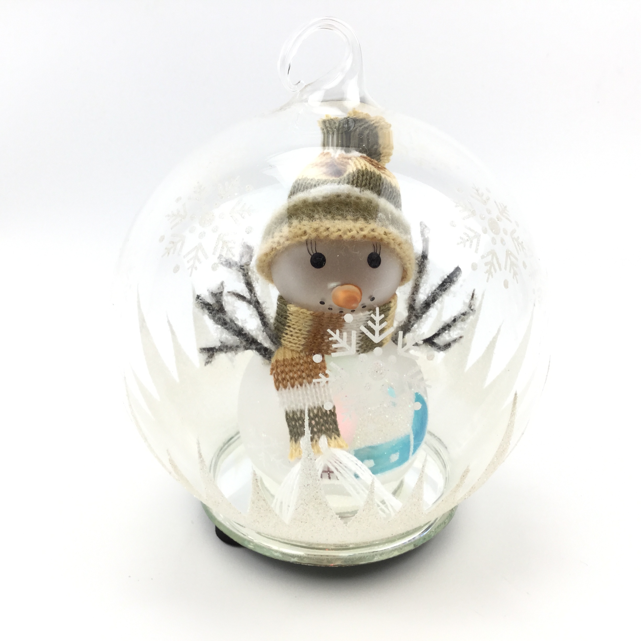 Scarf & Hat Snowman LED Glass Ball | Christmas Decor | Wholesale Custom Pendant Light