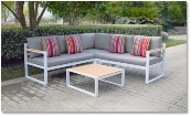 Patio Wakefield 4PCS Metal Polywood Cushion Patio Conversation Corner Sofa Set