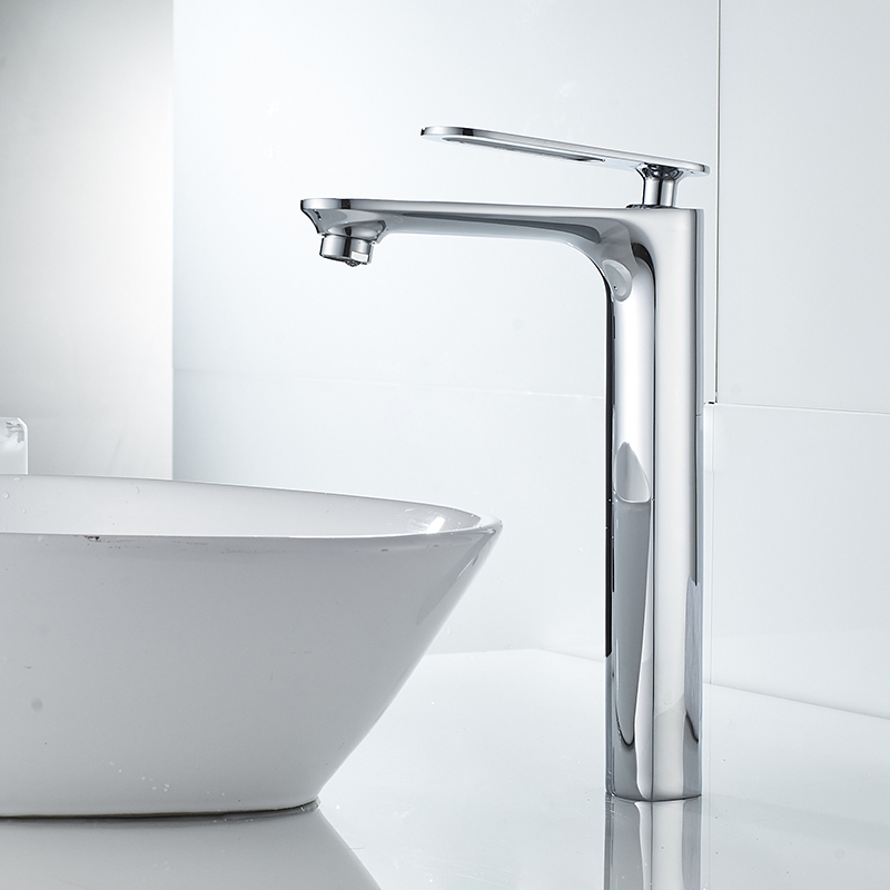 M12502 Tall body bathroom faucet chrome single handle wash basin mixer tap