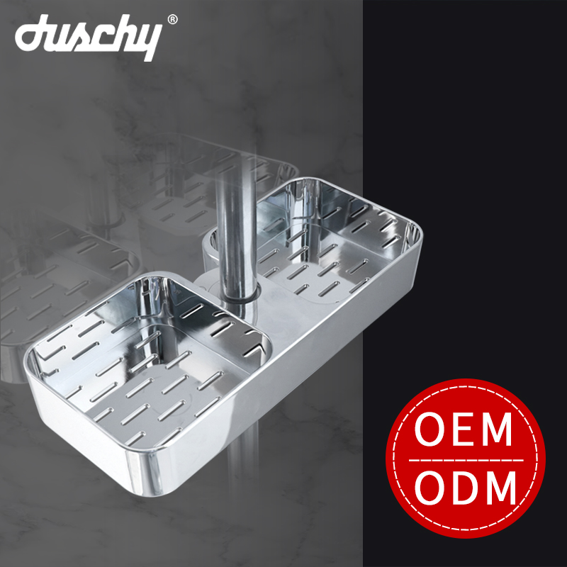 Duschy Fast Easy Installation Universal Large Size Dual Soap Dish Fit For Shower Rail