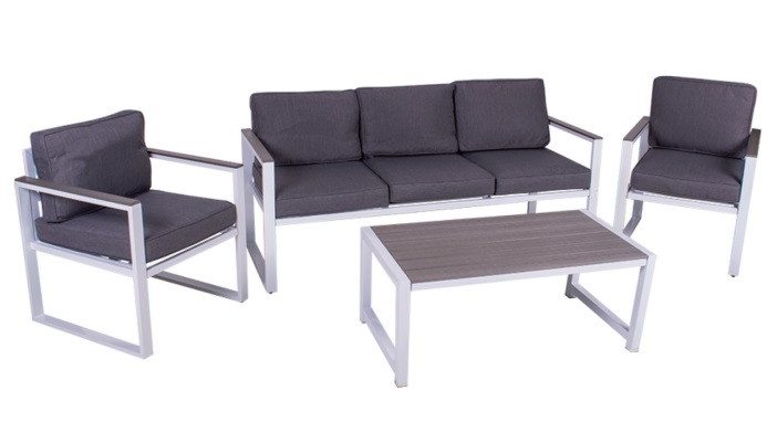 Glenwood patio 4PCS metal polywood cushion 5-seaters conversation sofa set