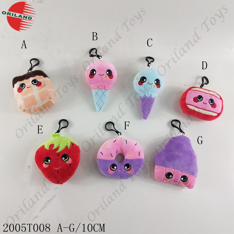 Oriland plush key ring fruit ice cream key chain dessert plush keychains