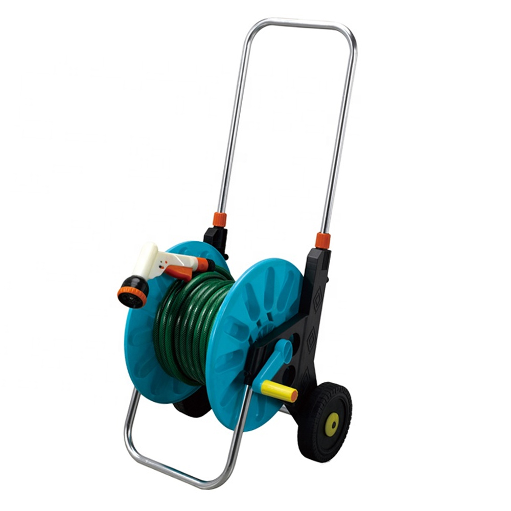 Seesa 15m two wheels or handhold home garden water wash tool hose reel cart with hose and hose nozzle