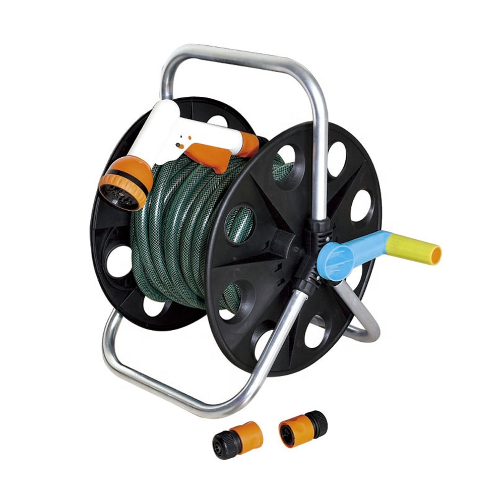 Seesa 15m two wheels or handhold home garden water wash tool hose reel cart with hose and hose nozzle