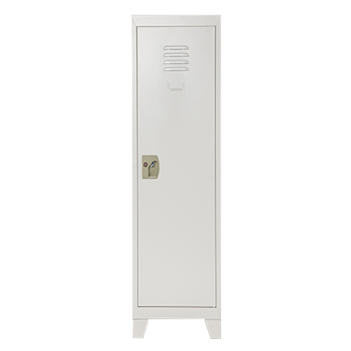 Steel white children's storage cabinet with fee stand feet