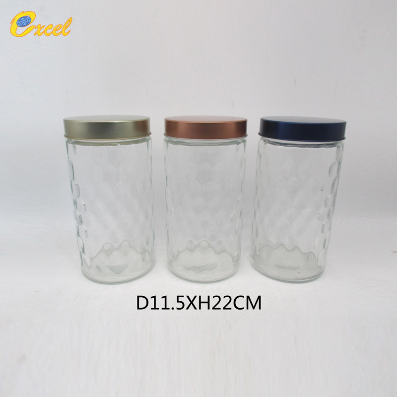 glass canister with metal lid