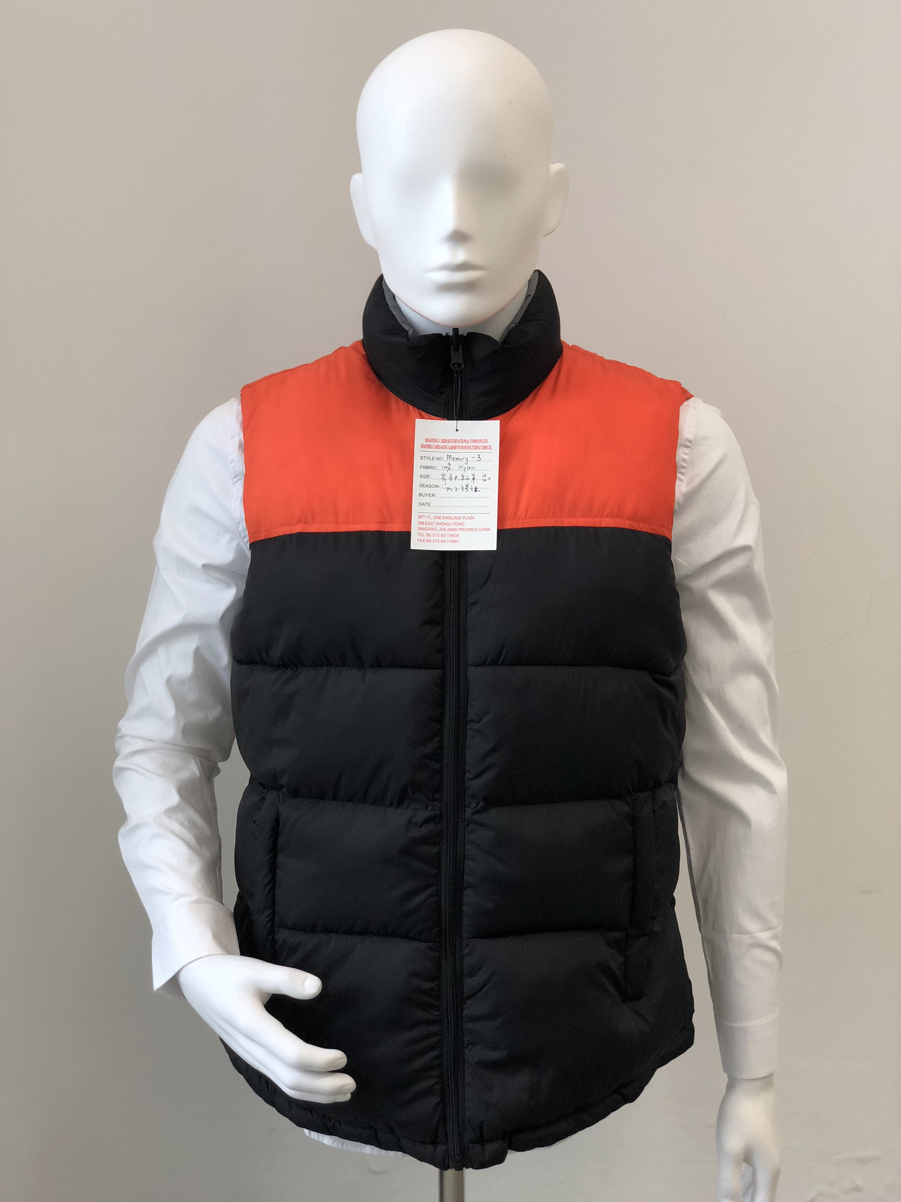 Men's vest, fake down vest, body warmer