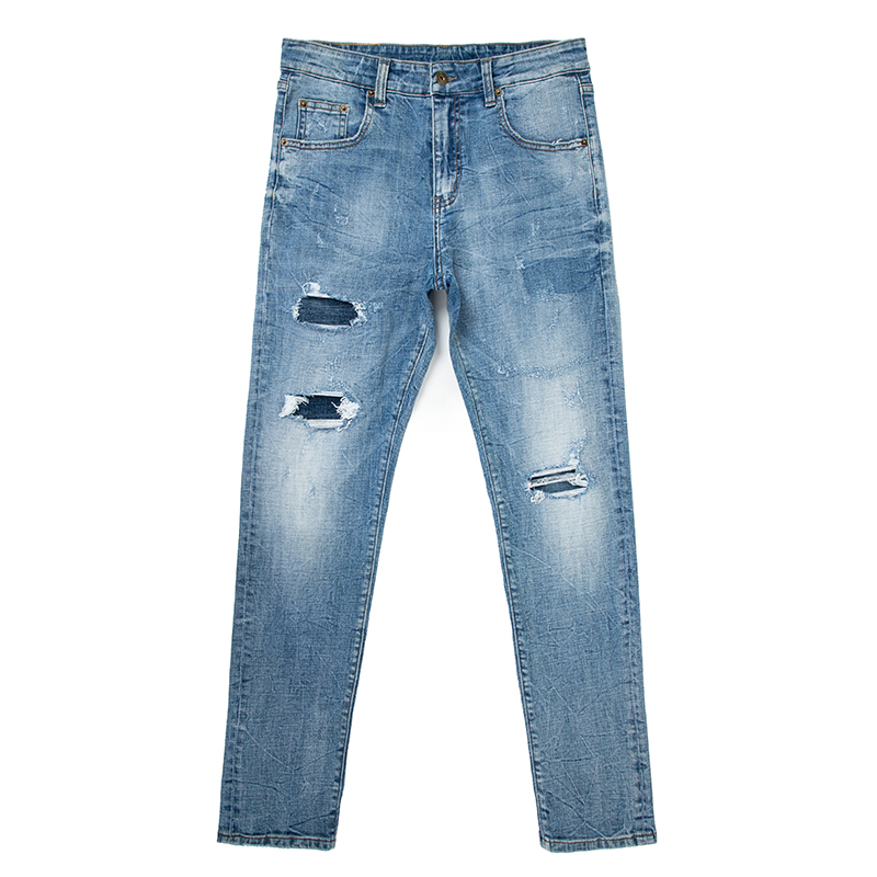 Men skinny jeans pants ripped hole denim jeans trousers stretch ssoft fabric jeans accept custom G1022