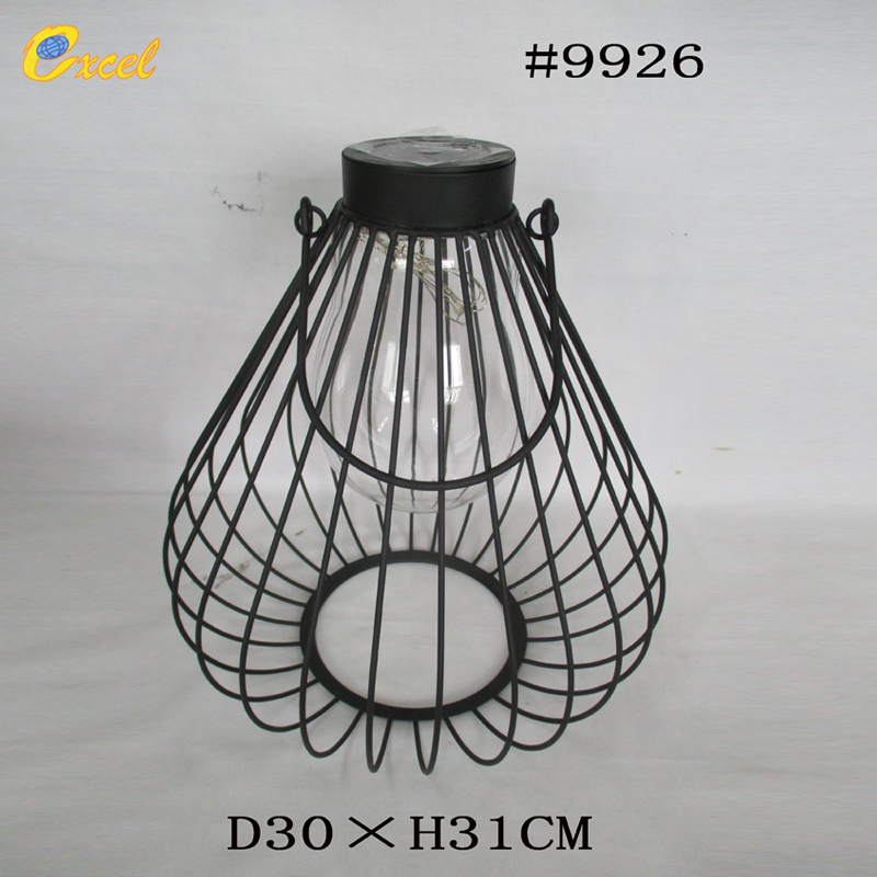 Iron lantern with solar led light