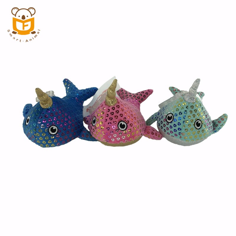 Wholesale custom Suffed Animal plush sea animal Sequin Key Ring