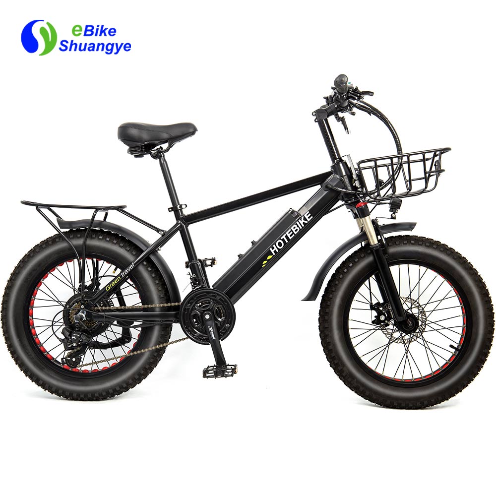 Electric bike with front basket 20 inch commting fat tire