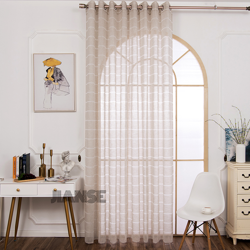 CURTAIN G2797 Dyed solid stripe luxcy curtain fabric linen cloth grommet for indoor window