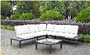 Windsor 4PCS Metal Glass Cushion Patio Conversation Corner Sofa Set