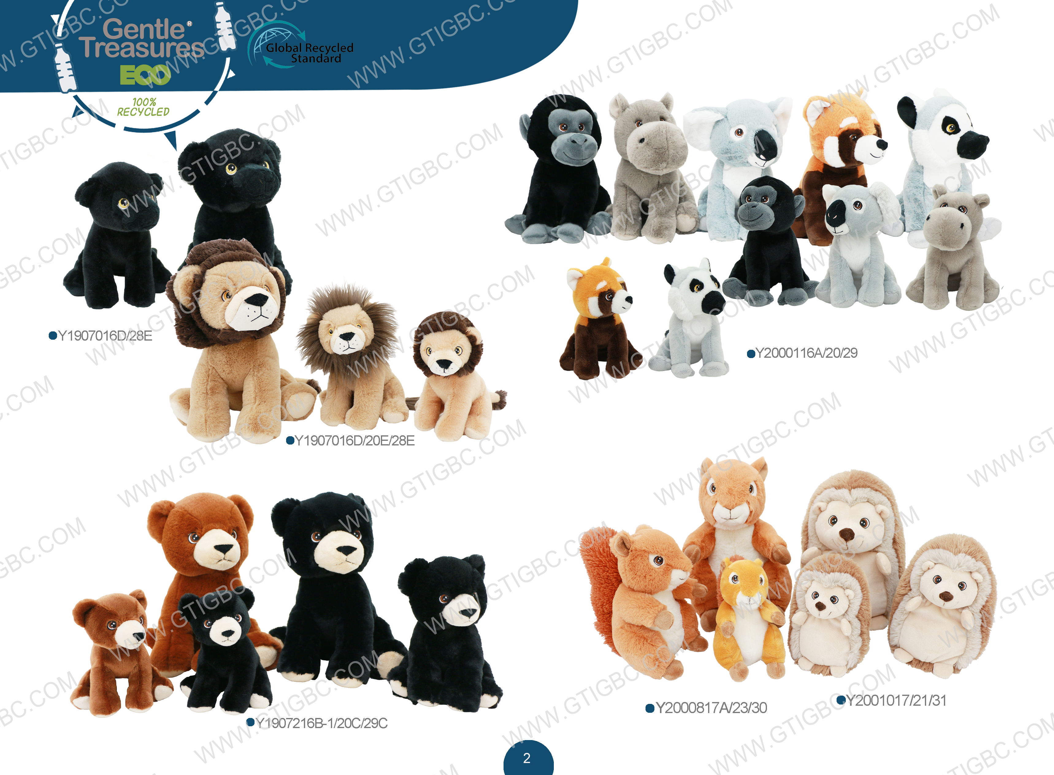 Eco Animals Lion Bear Hippo Koala Squirrel Hedgehog Monkey Gtst Plush Toy
