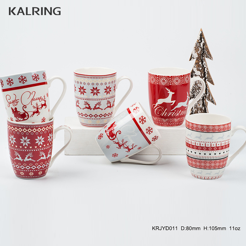Ceramic mug with silicone cover with travel mug for Christmas series