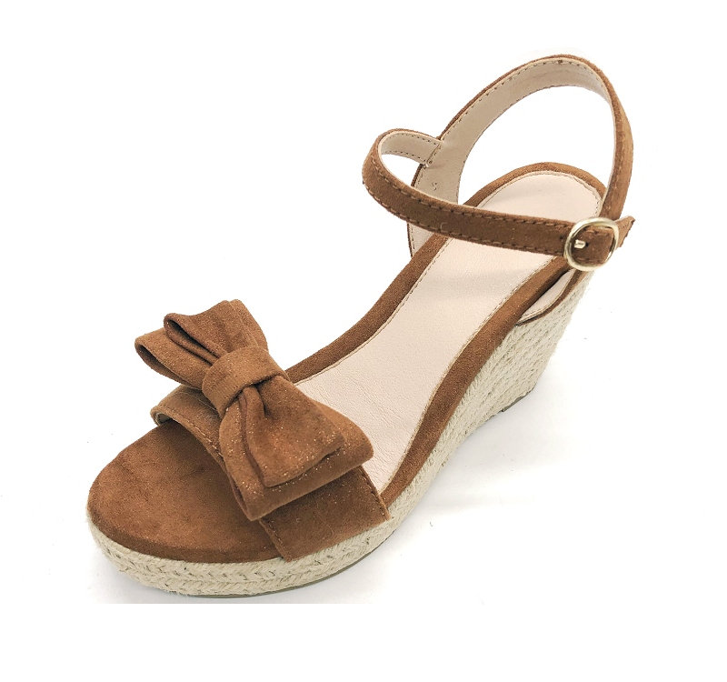 Ladies Jute Wedge Sandals Platform Summer Shoes Bow Espadrille Wedge Heel Sandals