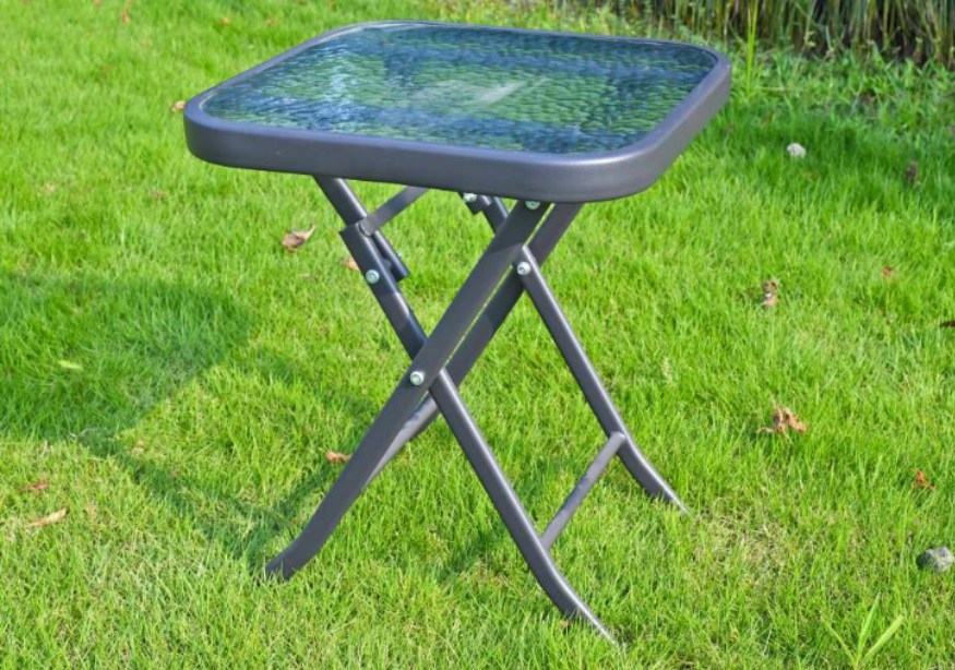 Patio sqaure glass folding side table