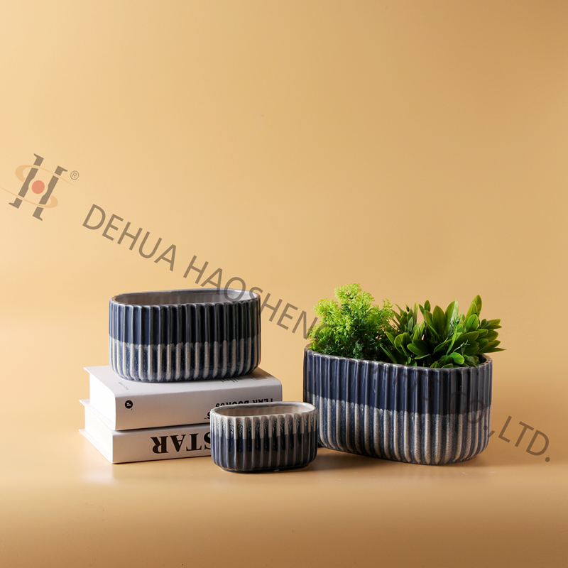 Dolomite oval Flower pot