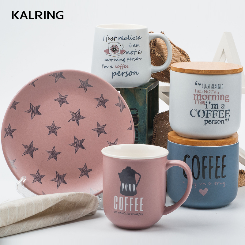 New bone china dinner set with two tone color glaze with coffee design with lid