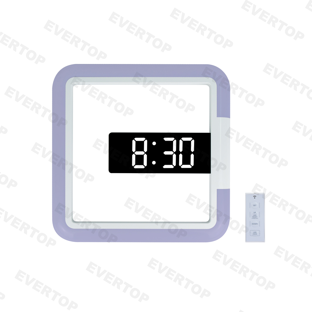 Square Ir Wireless RGB LED Wall Clock Et974