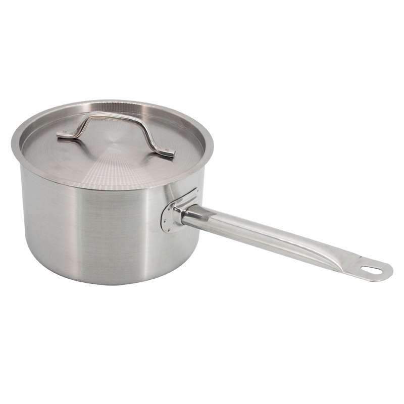 S/S Deep Sauce Pan W/Lid(Single Handle)-Sandwich Bottom