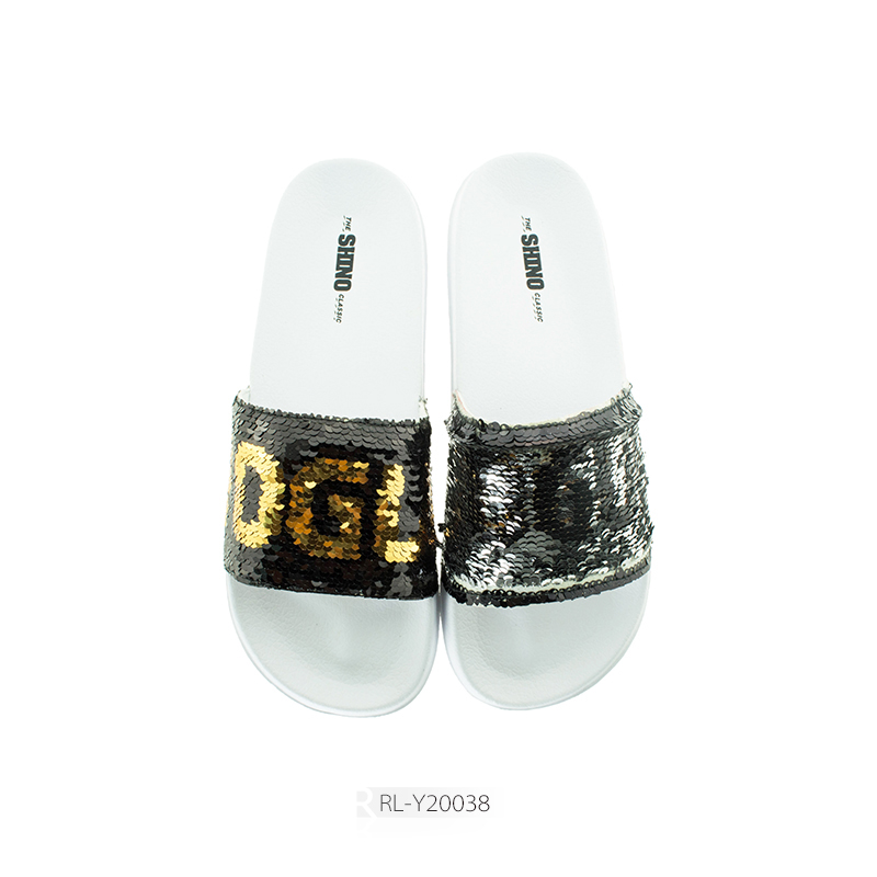 Comfort Fashion Sequin Upper Cross Strap Slipper