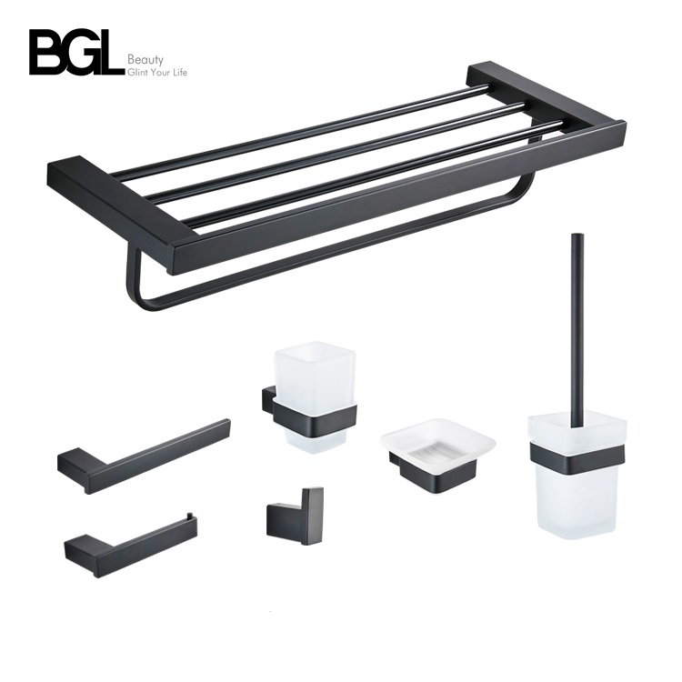 4 pieces Modern design black stainless steel bathroom accessories set