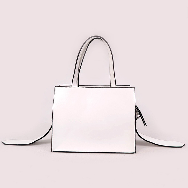 Simply white PU with contrast oil edge lady's handbag