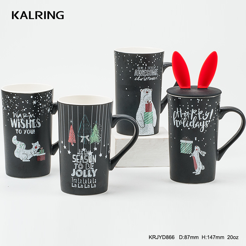 Ceramic tableware black color mug porcelain mug for Christmas