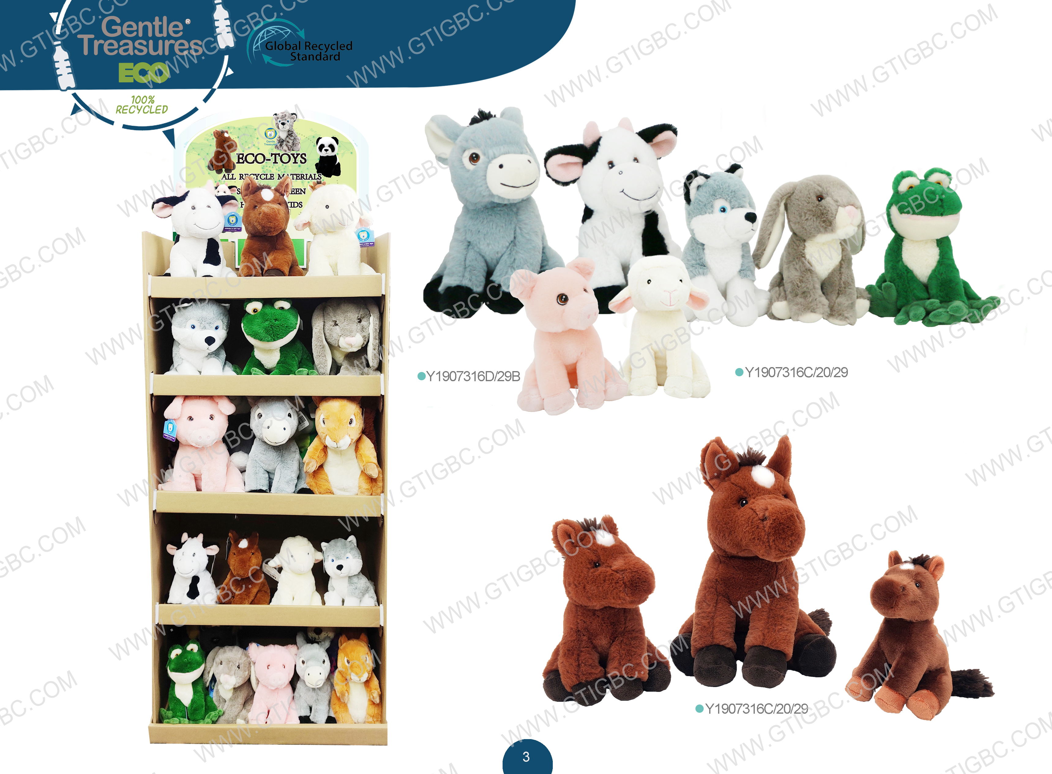 Eco Animals Donkey Cow Dog Rabbit Frog Pig Sheep Horse Gtst Plush Toy