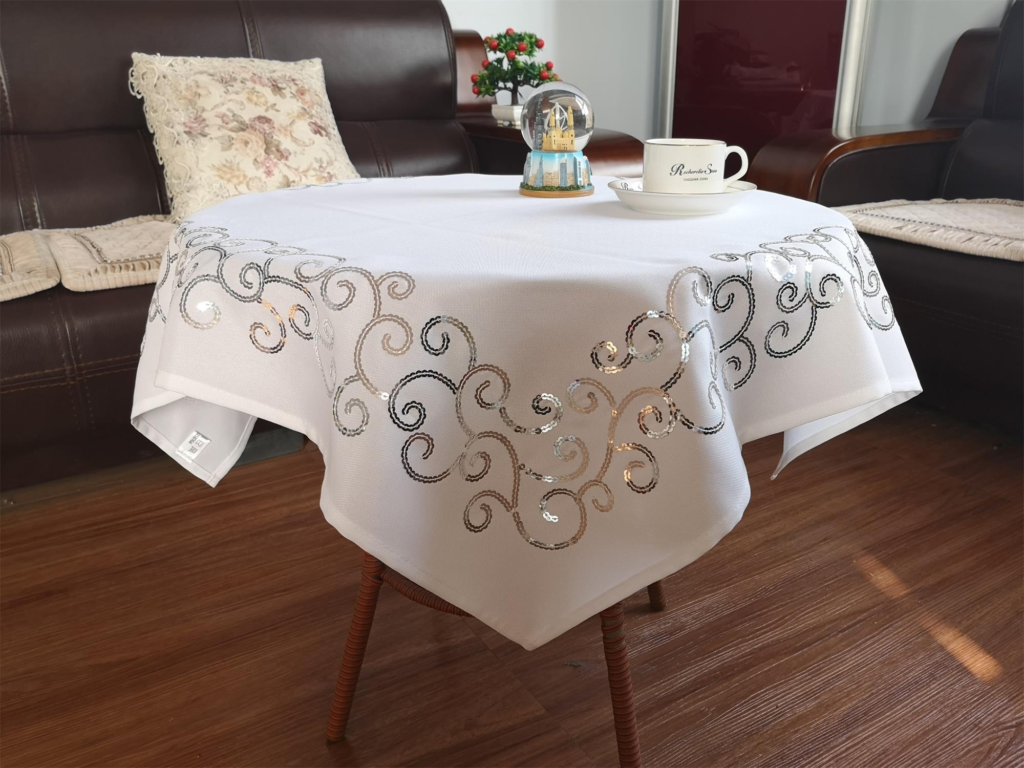 sequins embroidery table cloth from manufacturer
