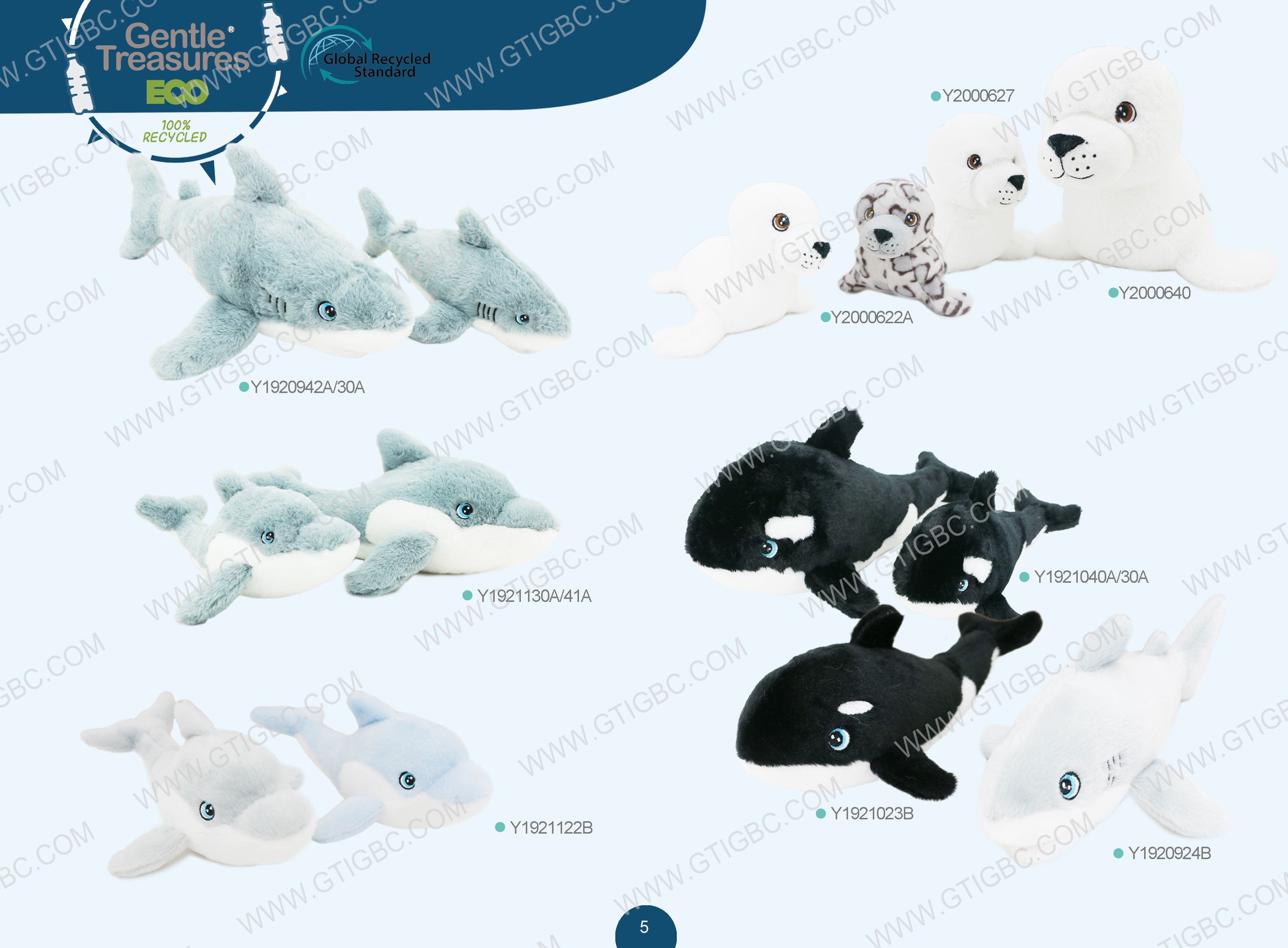Eco Animals Shark Dolphin Seal Whale Gtst Plush Toy