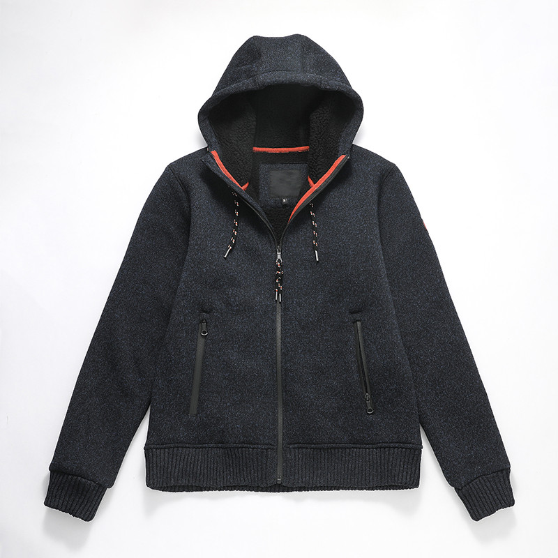 Men's Knitted Bonded Sherpa Hoodie Jacket