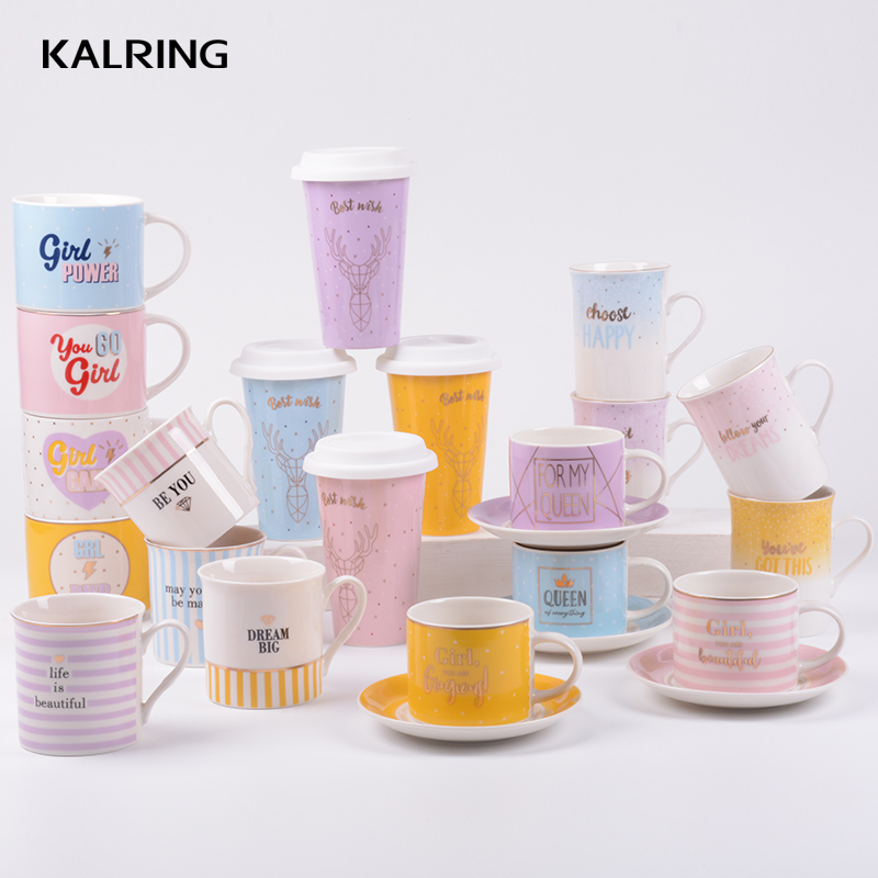 Ceramic tableware porcelain mug gift mug coffee cup with saucer mug for wholesale