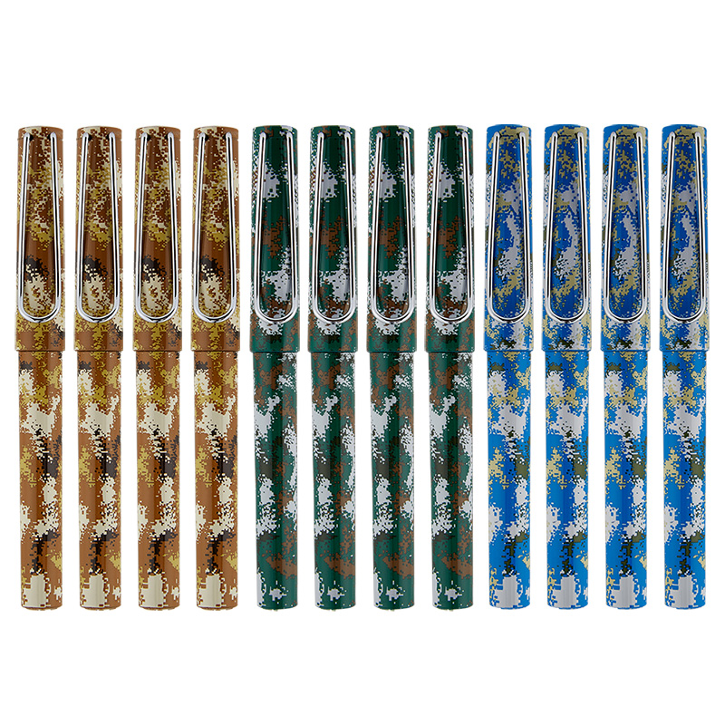 PM156 roller pen 0.5mm black ink camouflage barrel metal clip student office signature use