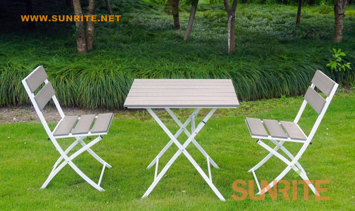 Millwood 3PCS Metal Square Polywood Patio Folding Set