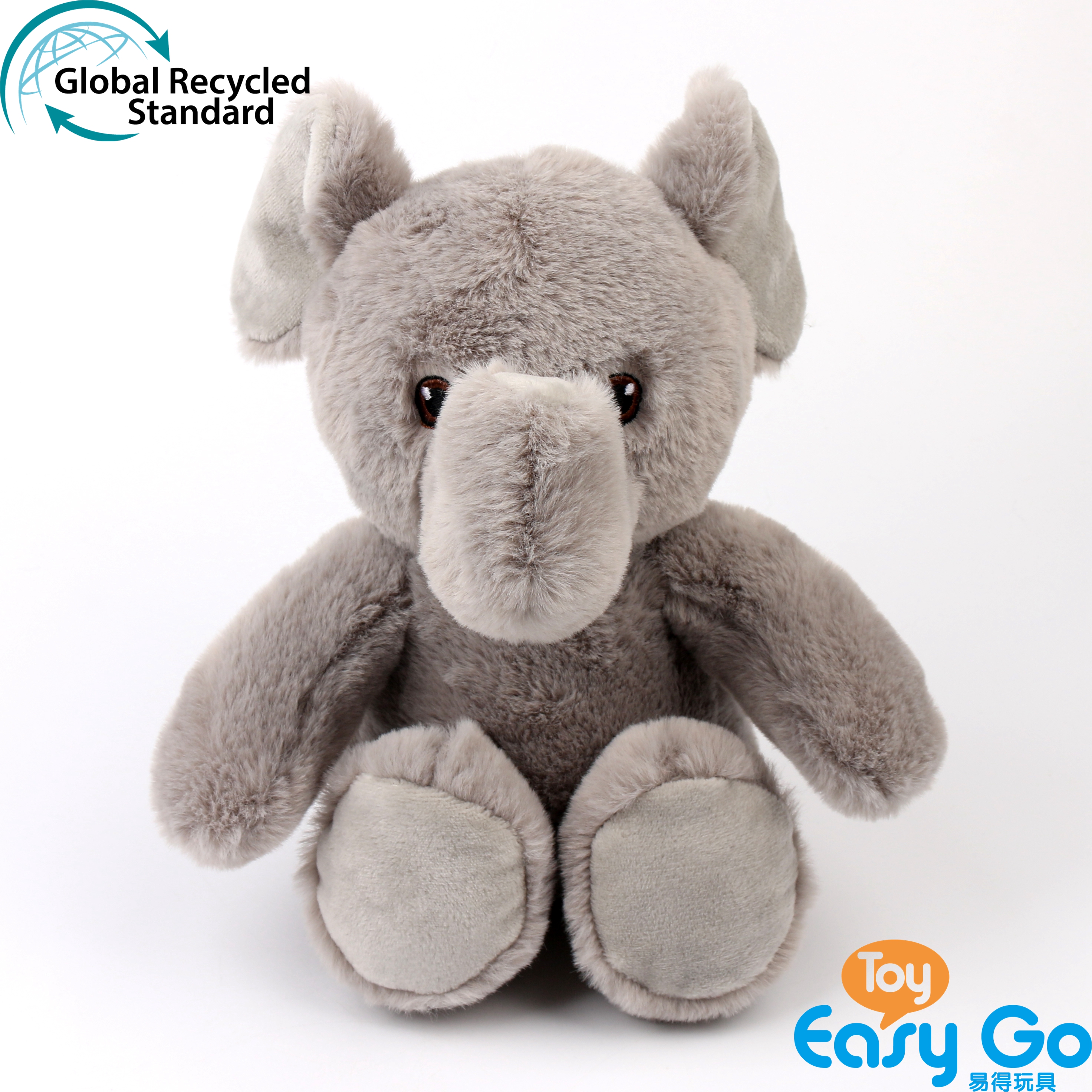 ECO-friendly 100% recycled sustainable plush soft stuffed wild animal vertical sitting position elephant toy